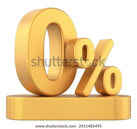 3D 0%. Zero percent installment. 3D illustration.