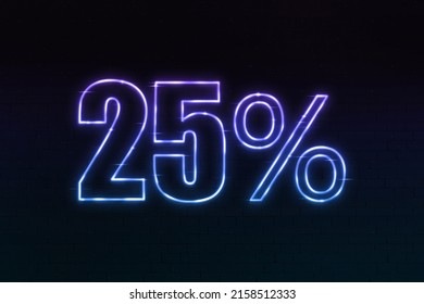 3D 25 Percent Text Neon Sign