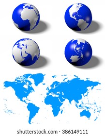 3D And 2D Earth/ World Map Concept - All Continents.