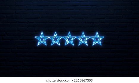 3D 5 Star data icon neon sign