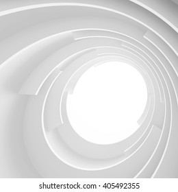 3d Abstract Architecture Background. White Circular Building