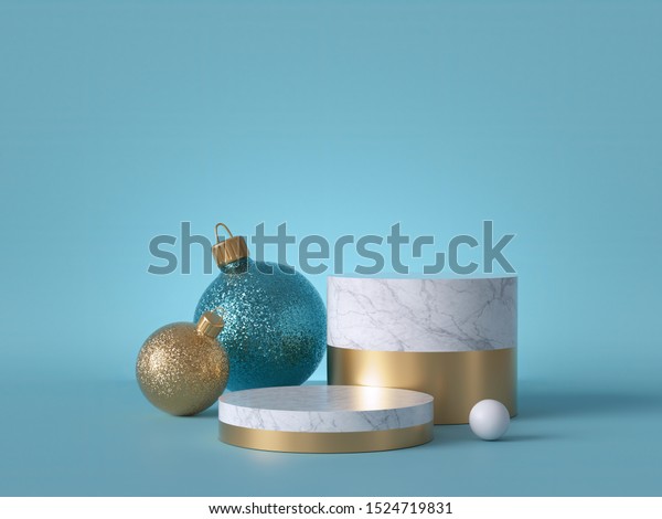 3d Abstract Background Christmas Ornaments Glass Royalty Free