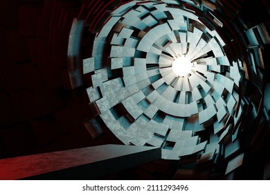 3d abstract background, cyber space scene, minima, platform.  3d rendering illustration. Background pattern for design.