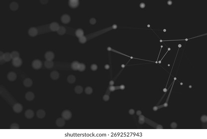 3d Abstract background. Molecules technology with polygonal shapes, connecting dots and lines. Connection structure. Big data visualization. 3d background. 
