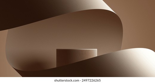 3D abstract background. 3D podium display stand brown background branding mockup for cosmetic, perfume and products. 3D rendering illustration.