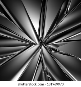 3d Abstract Black Futuristic Crystal Background, Macro Glass Texture