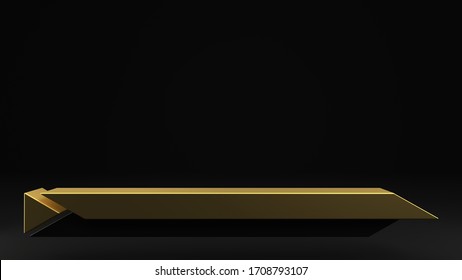 3D Abstract Of Black And Gold Lower Third, Golden Triangle,blank Space, Simple Clean Design