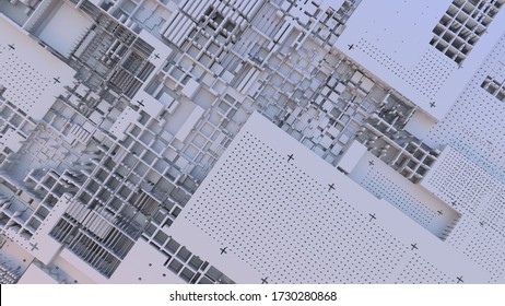 3d Abstract City Model. Microcircuit Blank. 3D Printing