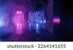 3D Abstract Futuristic Concept World, Empty Dark City Street, Horror Atmosphere, Night Scene, No People. Abstract Background With Elements For Banners, Posters, Templates. Fashion Render Design.