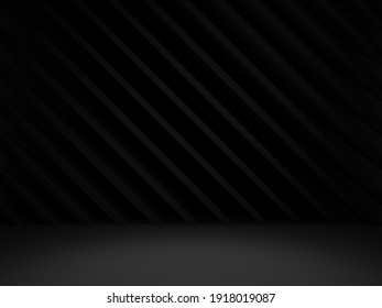 3D Abstract Geometric Black Background.