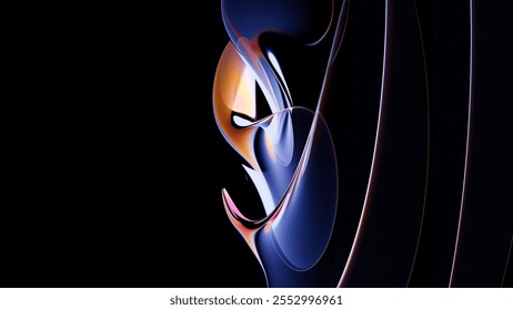 3D Abstract Iridescent Composition Background with Light and Glass Effects