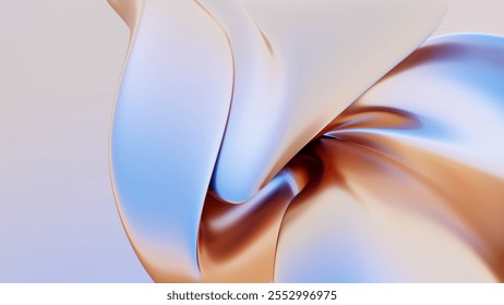 3D Abstract Iridescent Composition Background with Light Metallic Effects