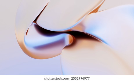 3D Abstract Iridescent Composition Background with Light Metallic Effects