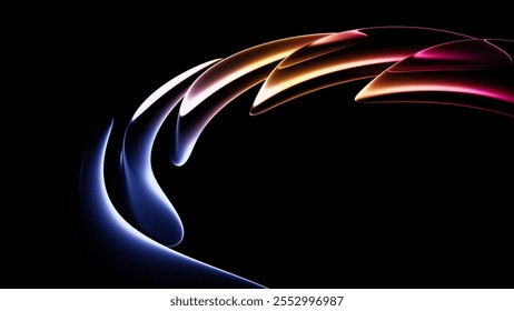 3D Abstract Iridescent Composition Background with Light and Glass Effects