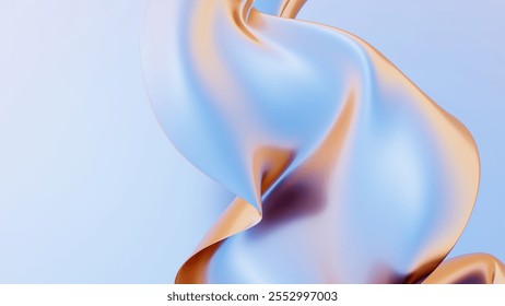 3D Abstract Iridescent Composition Background with Light Metallic Effects