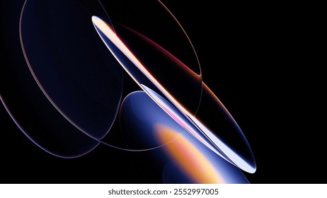 3D Abstract Iridescent Composition Background with Light and Glass Effects