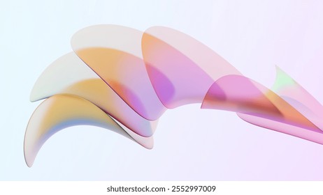 3D Abstract Iridescent Composition Background with Colorful Light Glass Effects
