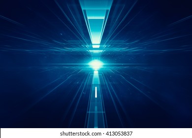 3d Abstract lens flare space or time travel concept background