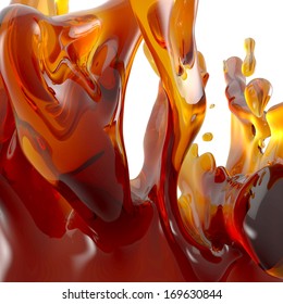 3d Abstract Liquid Splash; Honey, Oil, Tea, Juice, Syrup, Caramel