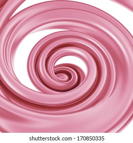 3d Abstract Liquid Yogurt Glaze Swirl, Spiral Candy Splash Isolated On White