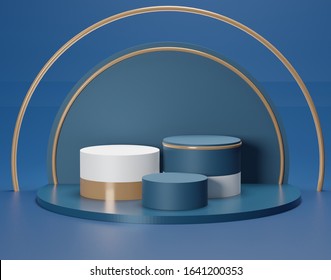 Empty Blue Black Cylinder Podium Copper Stock Illustration 1893872509