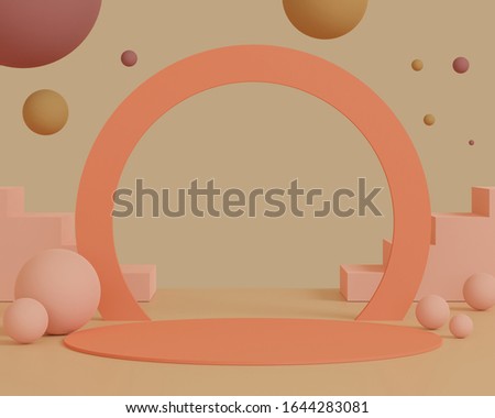 3d abstract minimal geometric forms. Glossy luxury podium for your design. Fashion show stage,pedestal, shopfront in colorful theme. Empty scene for cosmetic show and mock up.