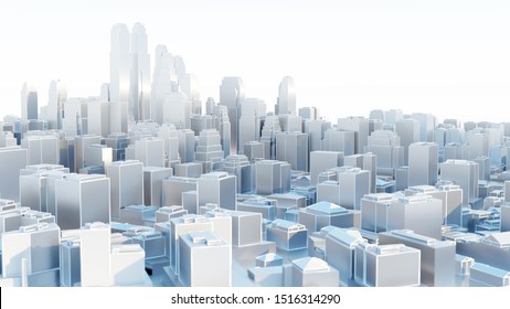 3d Abstract Modern City In Sunny Day. 3D Illustration