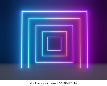 3d abstract neon light background. Blue ,pink and ultraviolet color that glowing in the darkness. Laser lines show.