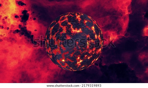  3d Abstract\
planet on a red\
background