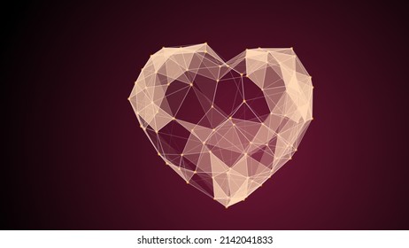 3d Abstract Plexus Heart On Dark Background