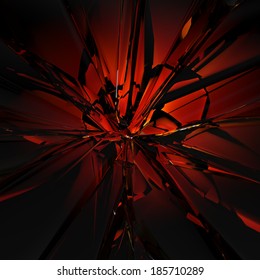 3d Abstract Red Glass Texture, Faceted Crystal Background