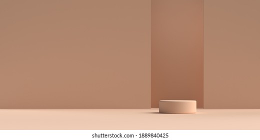 3D Abstract Render.Beauty Products Set For Cosmetic And Skincare Packaging Mockup Minimal Design On Beige Pastel Background