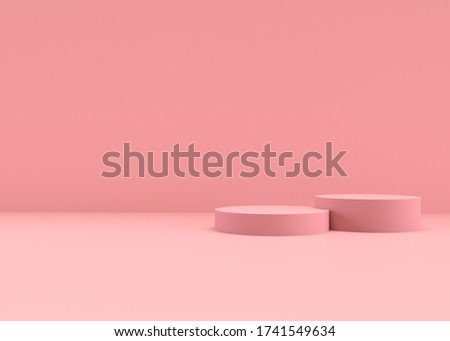 3D abstract render.Pink platform for product display interior podium place with empty for awards ceremony use for Recommend products, promote products design on pink pastel background