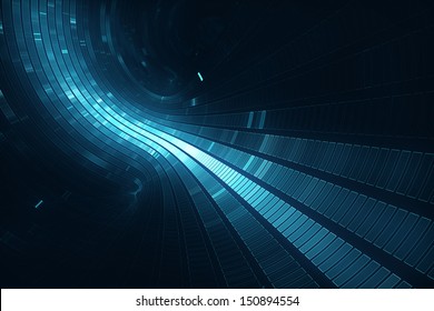 3D Abstract Science Fiction Futuristic Background - Space Travel - Teleport