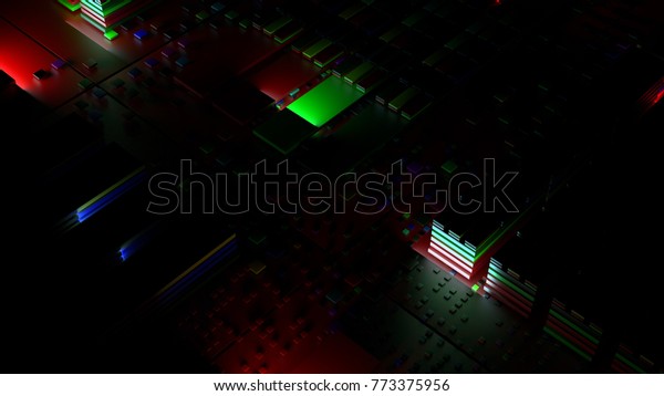 3d Abstract Technology Background Complex Block Stock Illustration ...