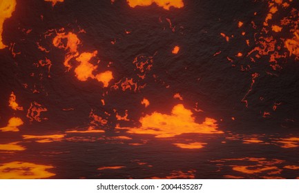 3D Abstract Volcanic  Magma Background.