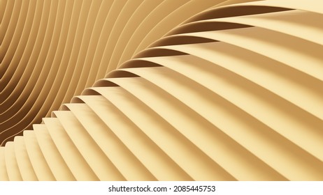 3D abstract waves background. Wallpaper of 3D yellow abstract lines and waves. Geometric background. 3D render