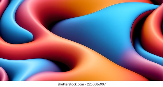 3D Abstract Waves Gradient, smooth liquid CGI background wallpaper flowing colors