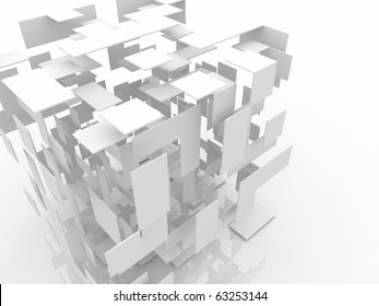 3d Abstract White Cube