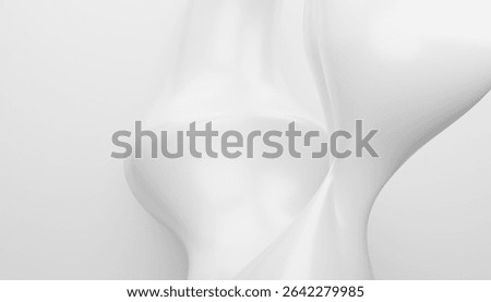 3d abstract white fluid shape with smooth curves and glossy surface. Minimalist background for modern design, branding, cosmetic, product display, technology themes