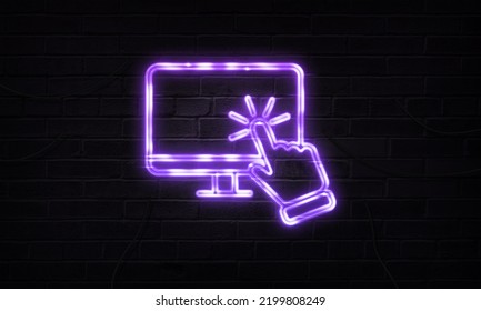 3D Access Software Online Icon Neon Sign