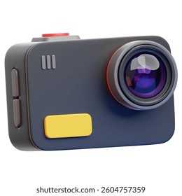 3D Action Camera. Modern, compact digital camera, ready to document life's adventures, offering high-quality photos and videos