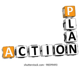 3D Action Plan Crossword On White Background