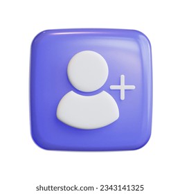 3D add friend User interface icons with tile cute icons high quality render
