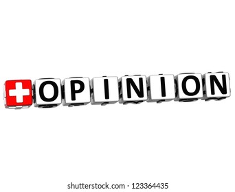 3D Add Opinion Button Click Here Block Text over white background