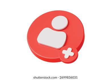 3d add user avatar button icon. signup concept. Minimal cartoon add user new account follow plus for app ui. isolated on white background. 3d render.