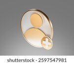 3D Add user avatar Create group symbol. New profile account. People blue icon and plus. Human, person trendy and modern in 3d style. 3d render icon