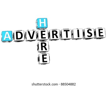 3D Advertise Here Crossword On White Background