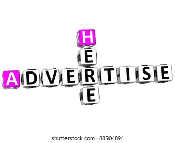 3D Advertise Here Crossword On White Background