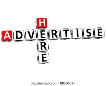 3D Advertise Here Crossword On White Background